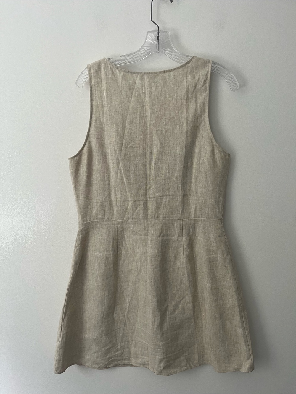 Reformation Jill Mini Dress 100% Linen Sleeveless Button Down 10 Beige - Picture 5 of 10